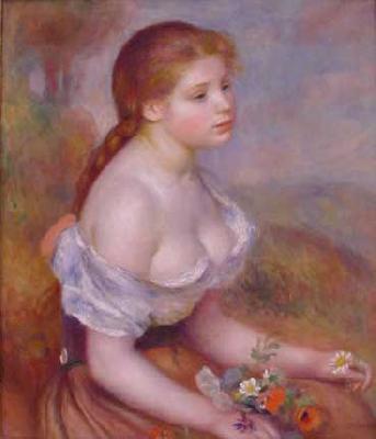 Pierre Renoir Young Girl With Daisies